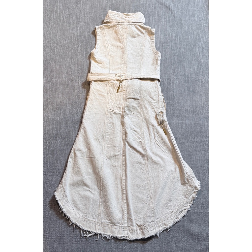 Chintamani Alchemistry Cream Cotton Canvas High Low Sleeveless Dress Small - Picture 3 of 5